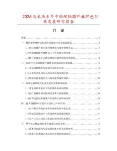 2026及未来5年中国硬脑膜外麻醉包行业发展研究报告