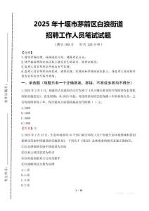 2025年十堰市茅箭區白浪街道招聘考試真題