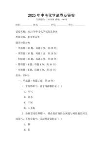 2025年中考化学试卷及答案