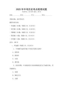 2025年中考历史考点梳理试题