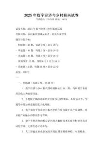 2025年數字經濟與鄉村振興試卷