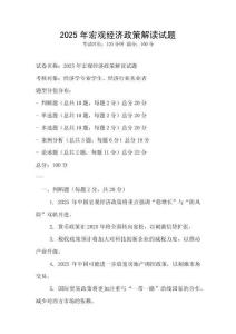 2025年宏觀經(jīng)濟(jì)政策解讀試題