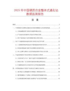 2025年中國硬質合金整體式通孔鉆數據監測報告