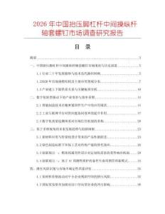 2026年中国抬压脚杠杆中间操纵杆轴套螺钉市场调查研究报告
