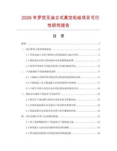 2026年羅茨無油立式真空機組項目可行性研究報告