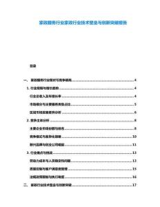 家政服務行業家政行業技術壁壘與創新突破報告