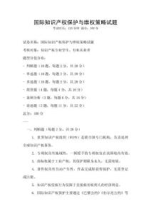 國際知識(shí)產(chǎn)權(quán)保護(hù)與維權(quán)策略試題