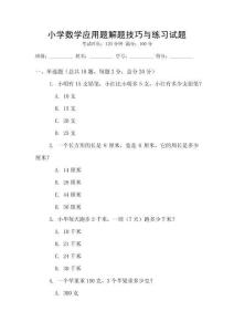 小學數學應用題解題技巧與練習試題