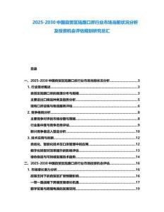 2025-2030中國自貿(mào)區(qū)陸路口岸行業(yè)市場當(dāng)前狀況分析及投資機(jī)會評估規(guī)劃研究總匯