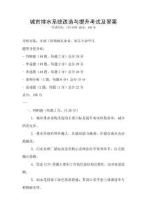城市排水系統改造與提升考試及答案