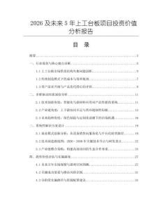 2026及未來5年上工臺板項(xiàng)目投資價值分析報告