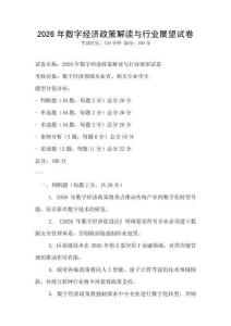 2026年數(shù)字經(jīng)濟(jì)政策解讀與行業(yè)展望試卷
