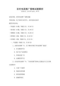 農村電商推廣策略試題解析