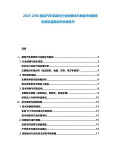 2025-2030捷克汽車零部件行業創新技術發展市場格局投資機遇規劃評估報告書