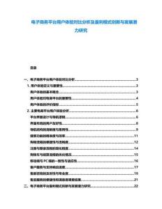 電子商務平臺用戶體驗對比分析及盈利模式創新與發展潛力研究