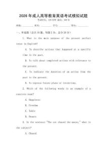 2026年成人高等教育英語考試模擬試題