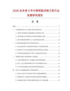2026及未來5年中國鑰匙切削刀具行業發展研究報告