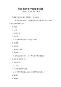 2025年數據挖掘技術試題