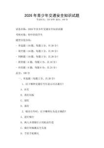 2026年青少年交通安全知識試題