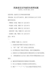 民族語言文字規(guī)范化使用試題