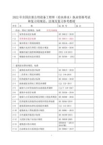 勘察設(shè)計注冊公用設(shè)備工程師(給水排水)專業(yè)考試標準、規(guī)范、規(guī)程、技術(shù)(設(shè)計)手冊目錄