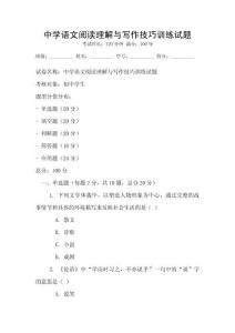 中學語文閱讀理解與寫作技巧訓練試題