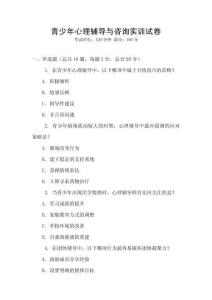 青少年心理輔導與咨詢實訓試卷