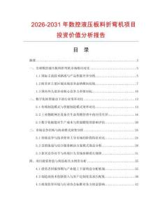 2026-2031年數(shù)控液壓板料折彎機項目投資價值分析報告