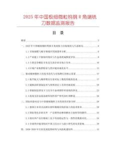 2025年中國極細(xì)微粒鎢鋼R角端銑刀數(shù)據(jù)監(jiān)測報(bào)告