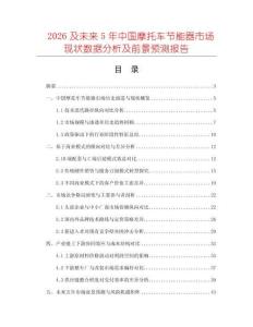 2026及未來5年中國摩托車節能器市場現狀數據分析及前景預測報告