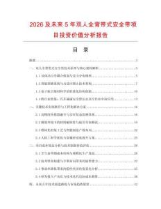 2026及未來5年雙人全背帶式安全帶項目投資價值分析報告