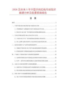 2026及未來5年中國手剎拉線市場現狀數據分析及前景預測報告