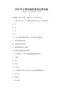 2025年計算機編程基礎應用試題