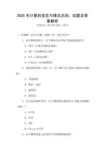 2025年计算机视觉与模式识别：试题及答案解析