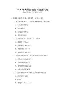 2025年大數(shù)據(jù)挖掘與應(yīng)用試題
