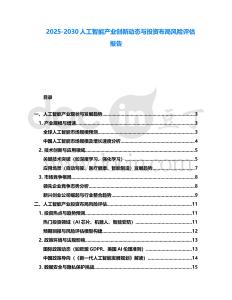 2025-2030人工智能产业创新动态与投资布局风险评估报告