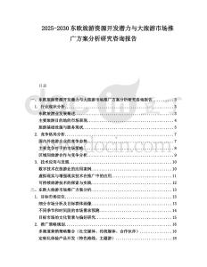 2025-2030東歐旅游資源開發潛力與大旅游市場推廣方案分析研究咨詢報告