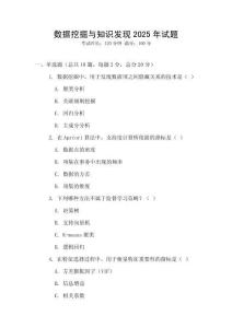 數(shù)據(jù)挖掘與知識(shí)發(fā)現(xiàn)2025年試題