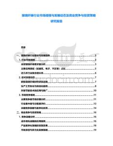 玻璃纖維行業市場規模與發展動態及商業競爭與投資策略研究報告