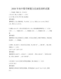 2026年初中數(shù)學(xué)解題方法深度剖析試題