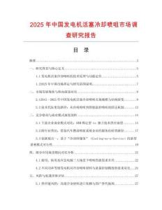 2025年中國發電機活塞冷卻噴咀市場調查研究報告