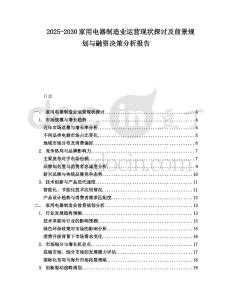 2025-2030家用電器制造業(yè)運(yùn)營(yíng)現(xiàn)狀探討及前景規(guī)劃與融資決策分析報(bào)告