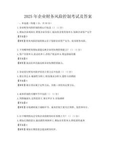 2025年企業(yè)財(cái)務(wù)風(fēng)險(xiǎn)控制考試及答案