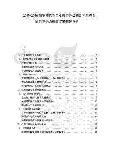2025-2030俄罗斯汽车工业转型升级推动汽车产业出口竞争力提升方案整体评价
