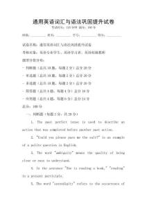 通用英語詞匯與語法鞏固提升試卷