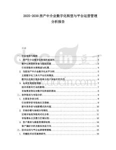 2025-2030房產中介業數字化轉型與平臺運營管理分析報告