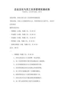企業(yè)文化與員工關(guān)系管理實操試卷