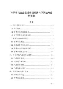 葉子草花企業縣域市場拓展與下沉戰略分析報告