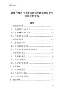 緩釋控釋片行業市場營銷創新戰略制定與實施分析報告