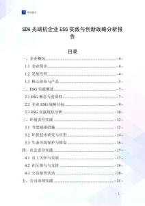SDH光端機企業ESG實踐與創新戰略分析報告